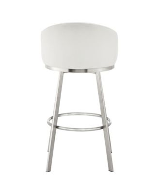 Eleanor 30" Swivel Bar Stool in Brushed Stainless Steel with Faux Leather