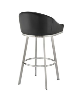 Eleanor 30" Swivel Bar Stool in Brushed Stainless Steel with Faux Leather