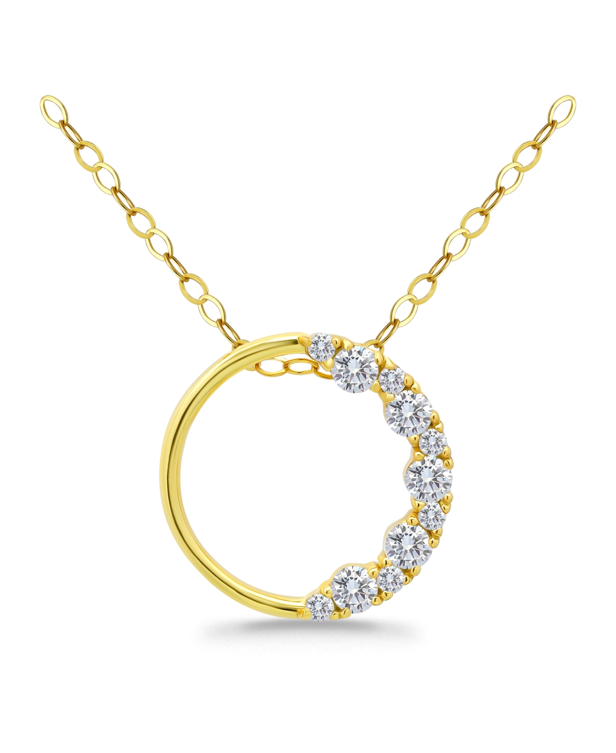 Shop Giani Bernini Cubic Zirconia Circle Pendant Necklace In Sterling Silver, 16" + 2" Extender, Created For Macy's In Gold
