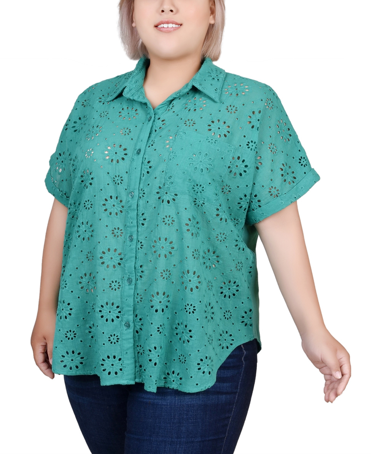 Ny Collection Plus Size Short Sleeve Blouse