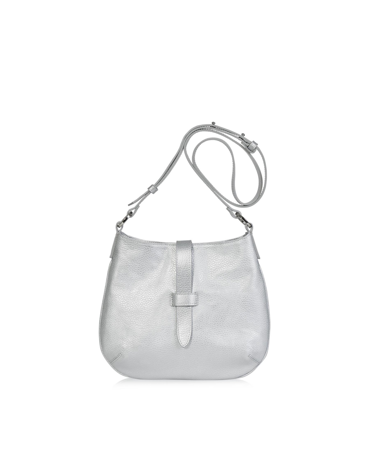 Tulip Leather Crossbody Bag (Silver) - Silver