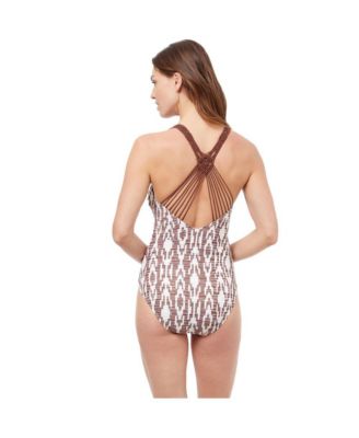 Women's Iota Cross Round Neck Back one piece swimsuit