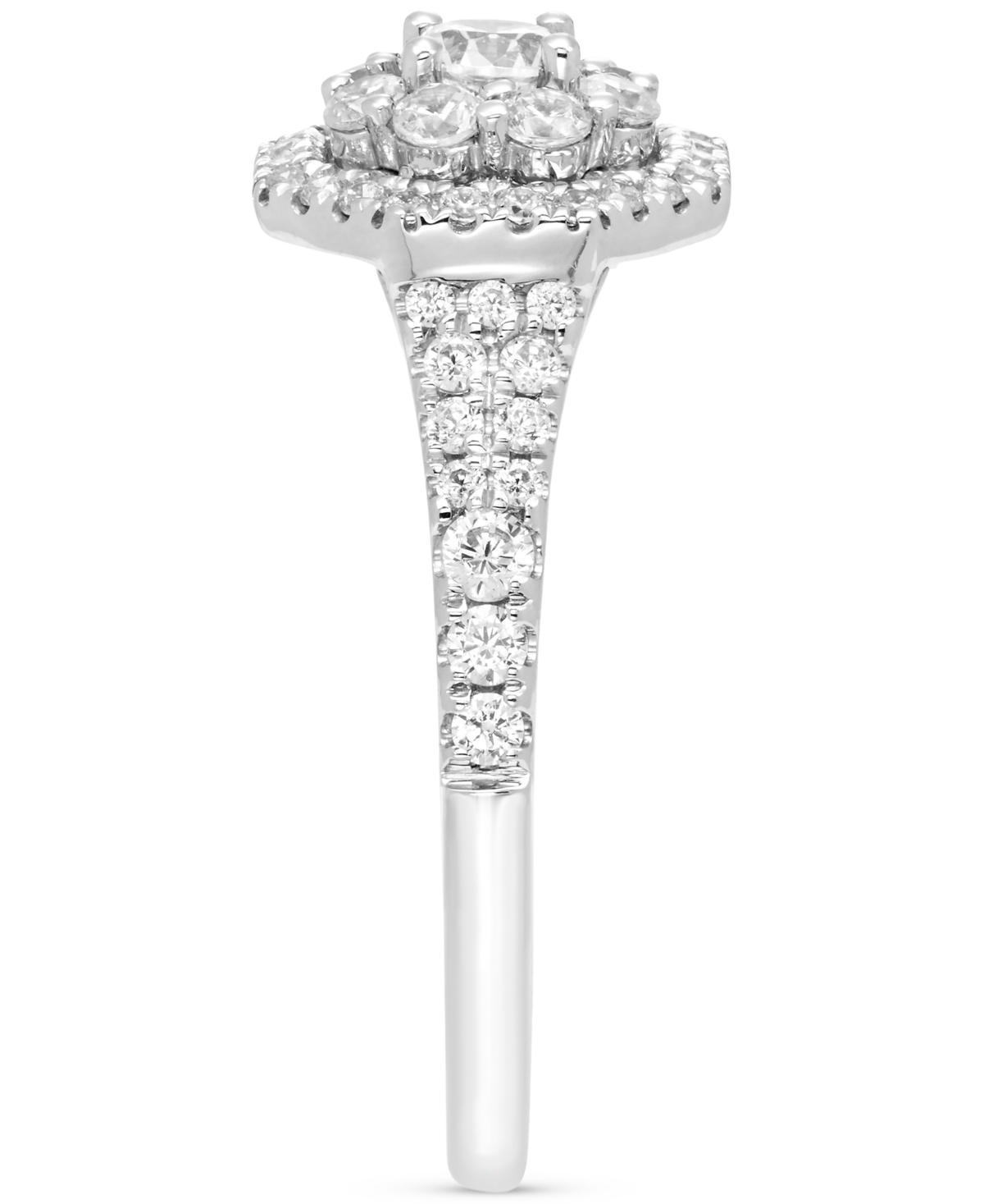 Shop Macy's Diamond Hexagon Halo Engagement Ring (1 Ct. T.w.) In 14k White Gold