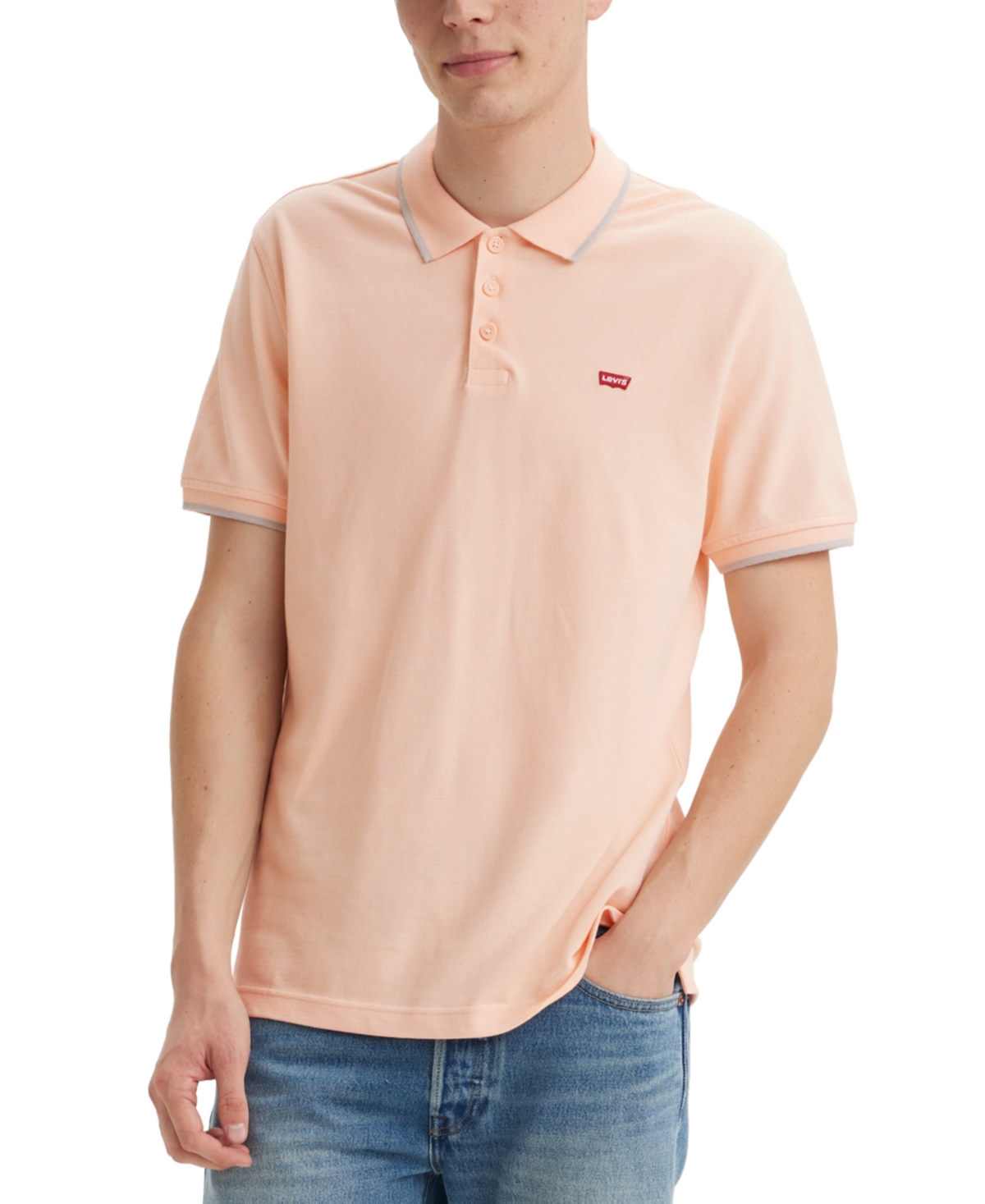 Levi's Men's Housemark Standard-fit Tipped Polo Shirt In Pale Peach