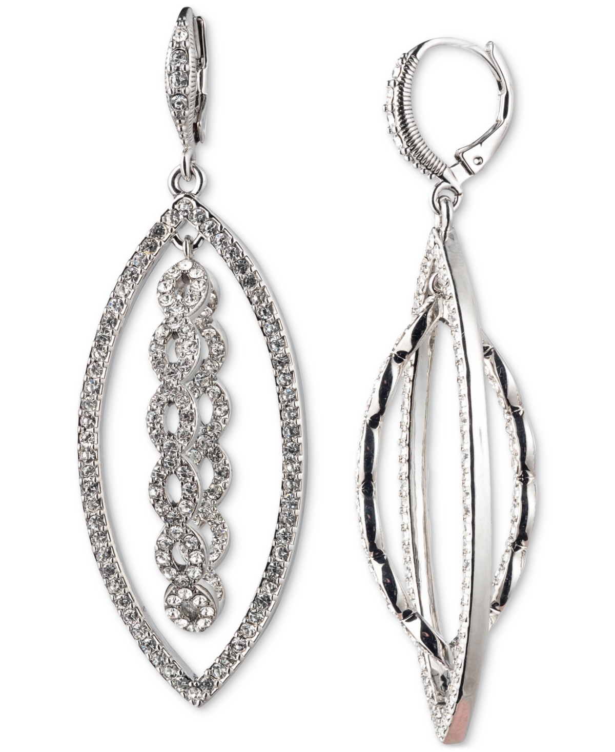 Shop Givenchy Silver-tone Pave Orbital Drop Earrings In Crystal Wh