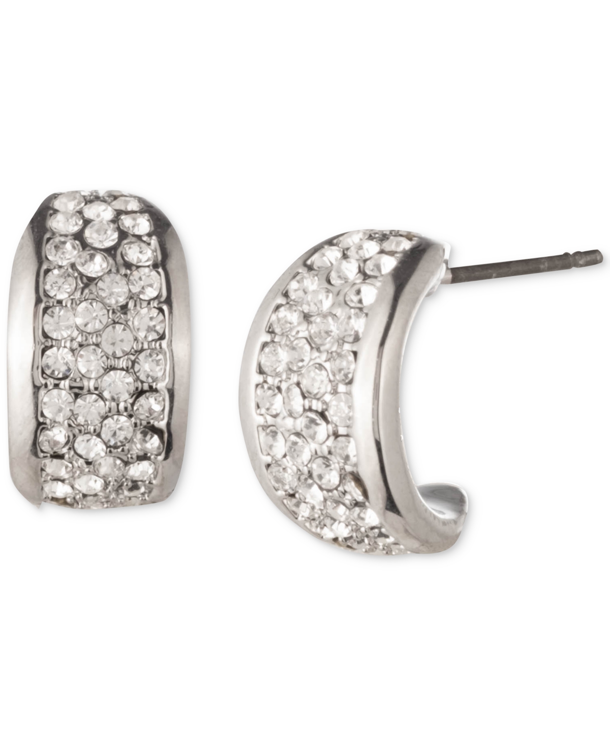 Shop Givenchy Silver-tone Small Pave Huggie Hoop Earrings, 0.54"