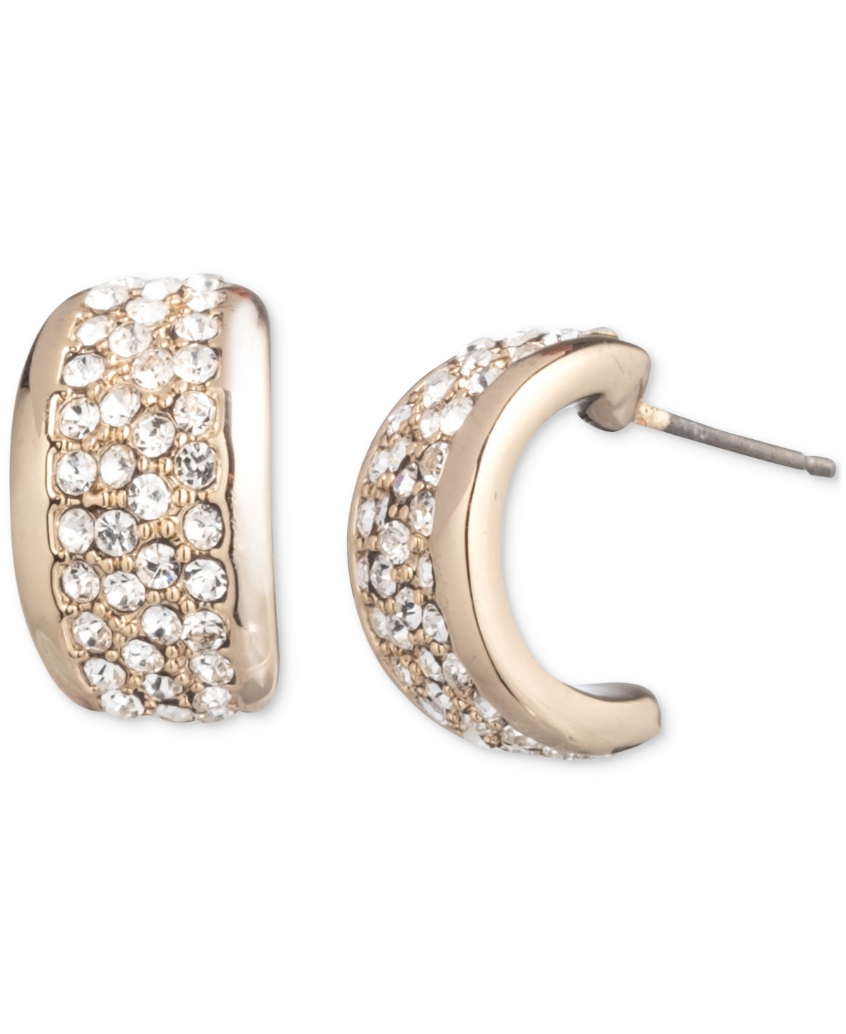 Shop Givenchy Silver-tone Small Pave Huggie Hoop Earrings, 0.54" In Gold
