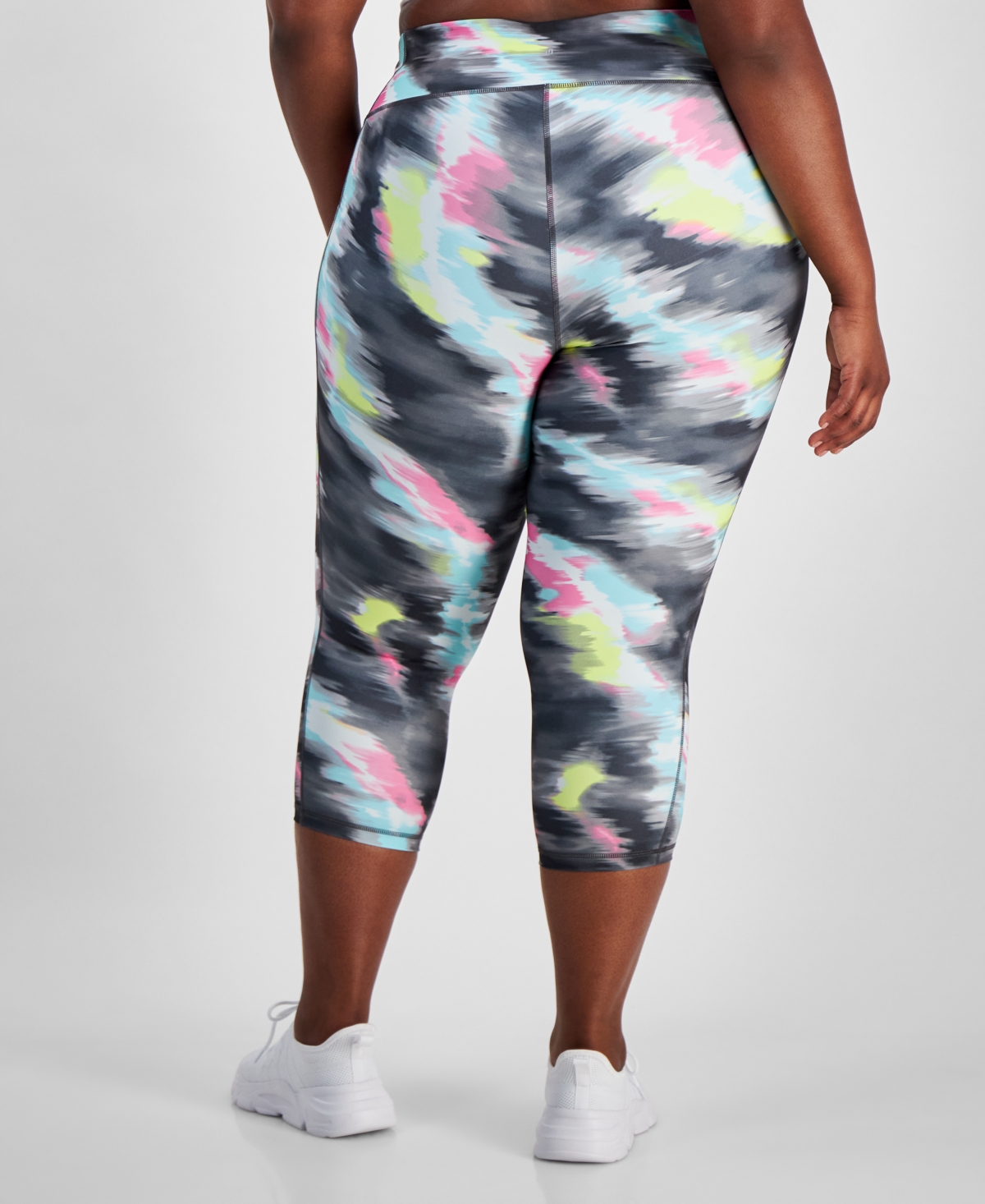Id Ideology Plus Size Compression Shibori Wave Cropped Leggings, Created for Macy's