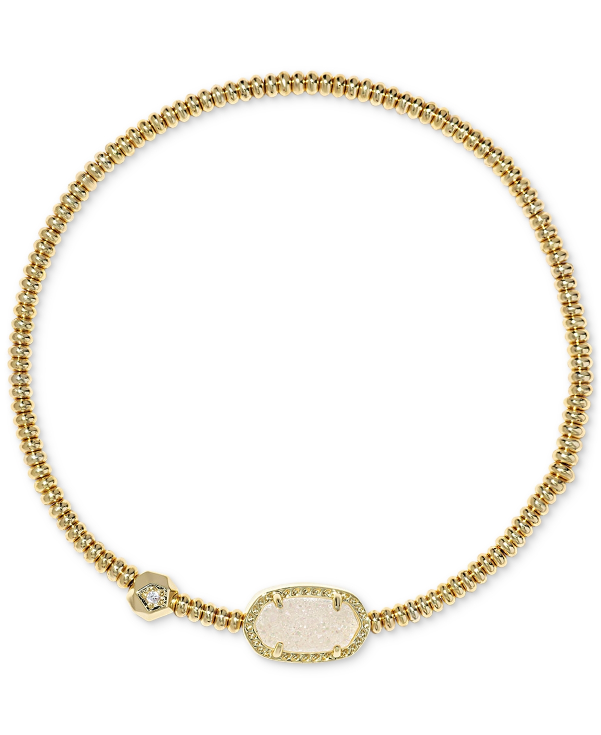 Kendra Scott 14k Gold-plated Gemstone Beaded Stretch Bracelet In Gold Iridescent Drusy