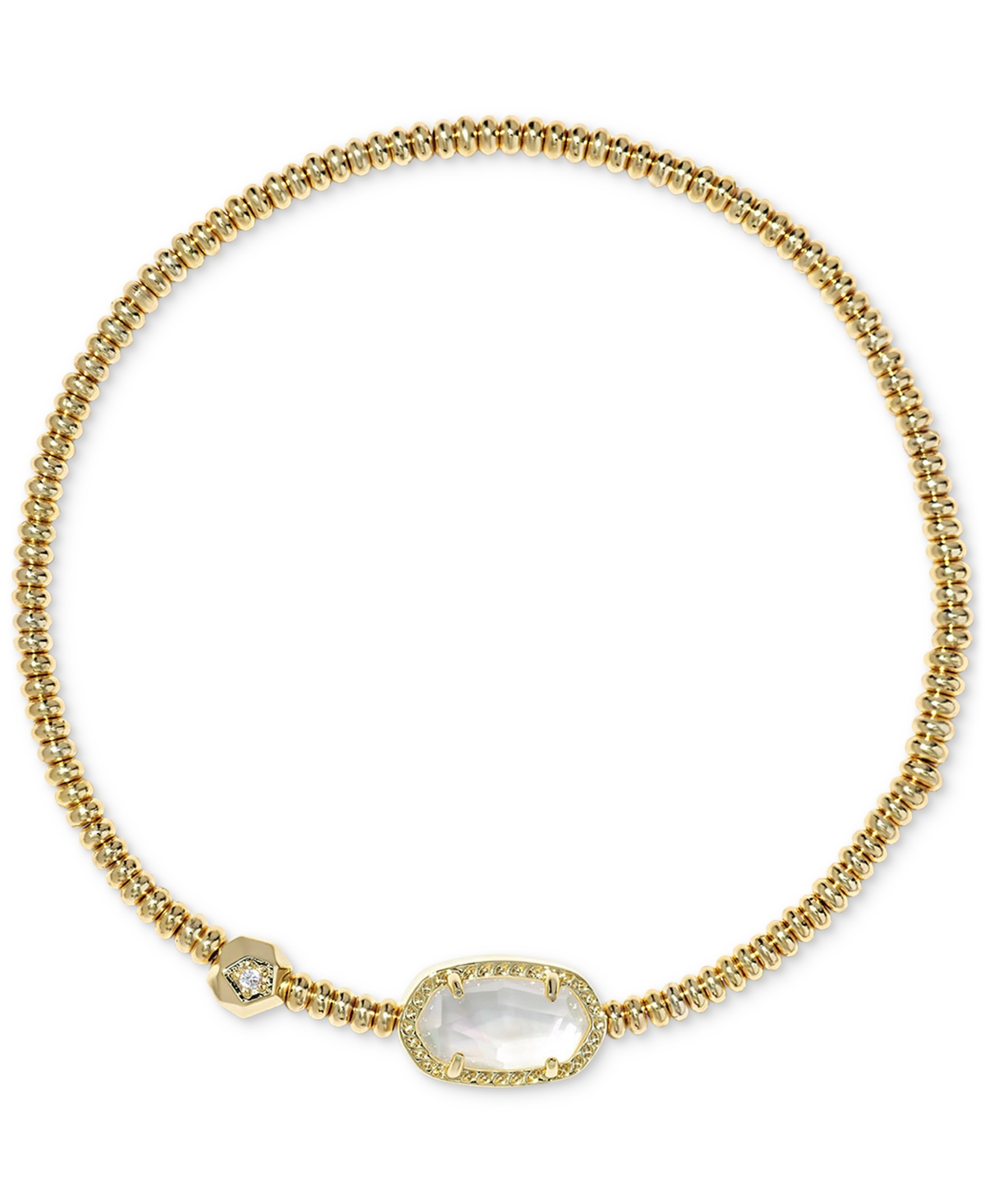 Kendra Scott 14k Gold-plated Gemstone Beaded Stretch Bracelet In Gold Ivory Mother Of Pearl