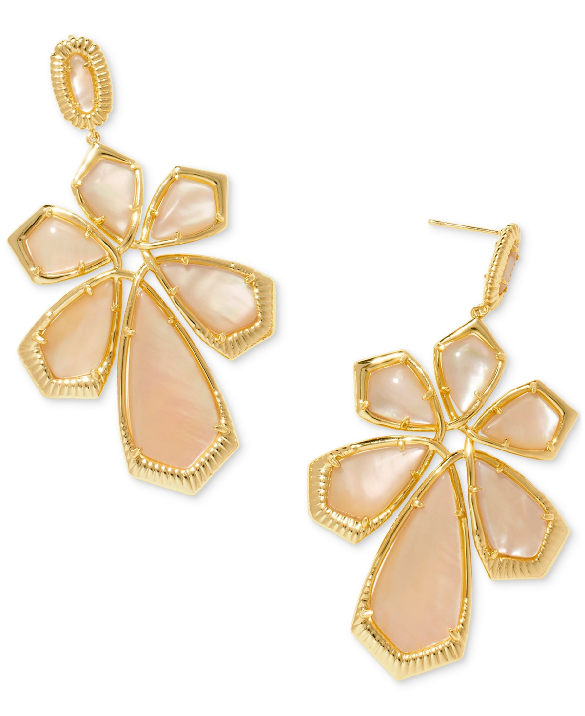 Shop Kendra Scott 14k Gold-plated Smooth & Textured Flower Statement Earrings In Gold Golde
