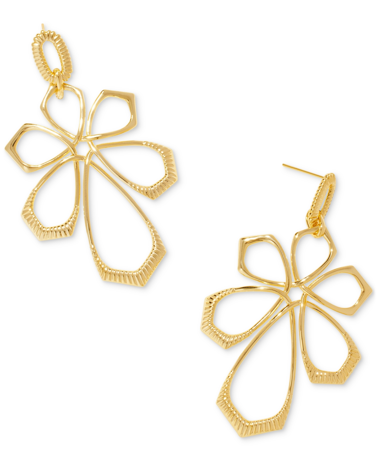 14k Gold-Plated Smooth & Textured Flower Statement Earrings - Gold Golde