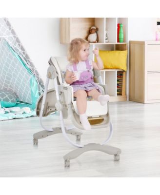 Kids Folding Dining High Chair with Adjustable Height and Recline