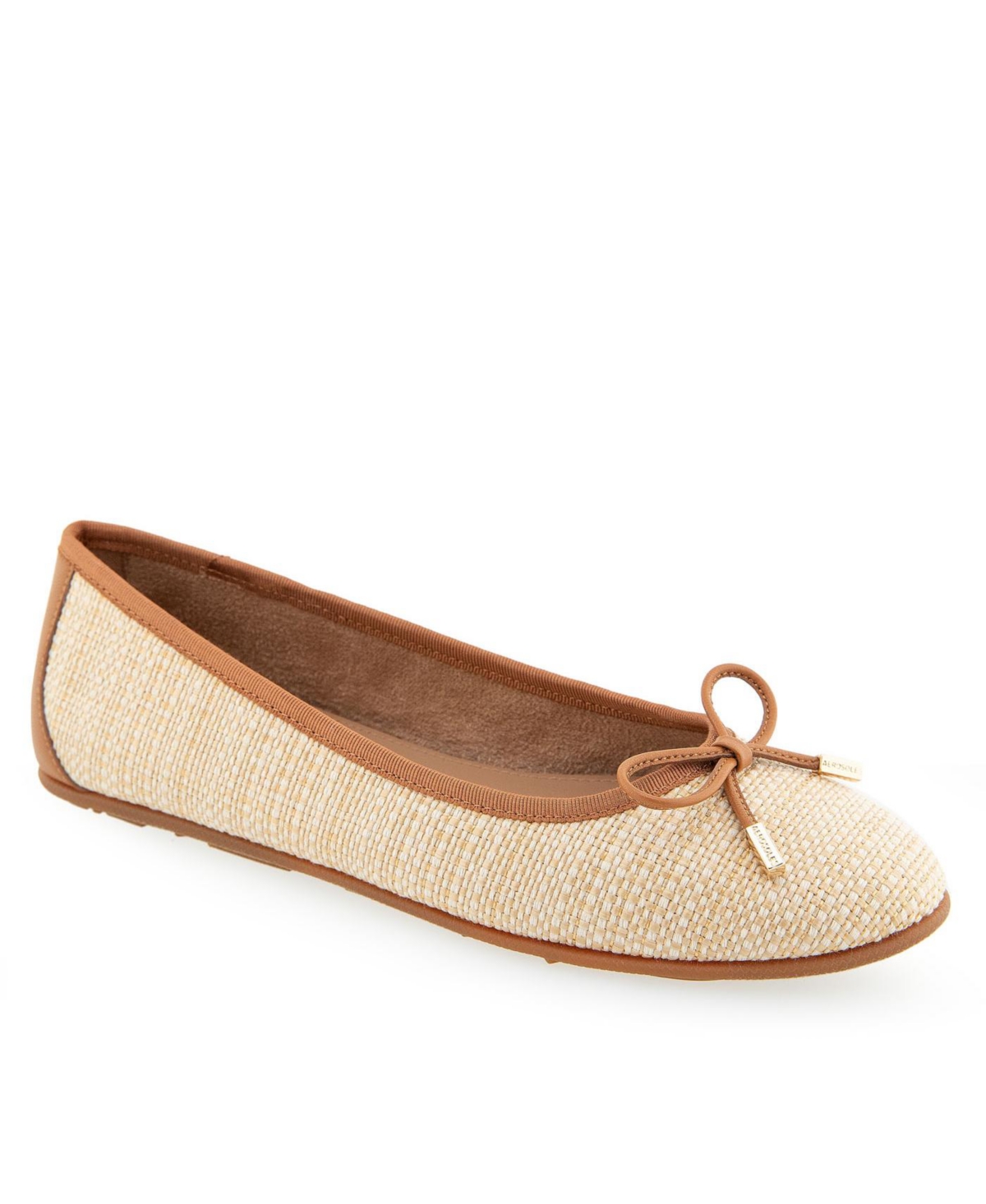 Shop Aerosoles Women's Pia Casual Ballet Wedge Flats In Natural Raffia