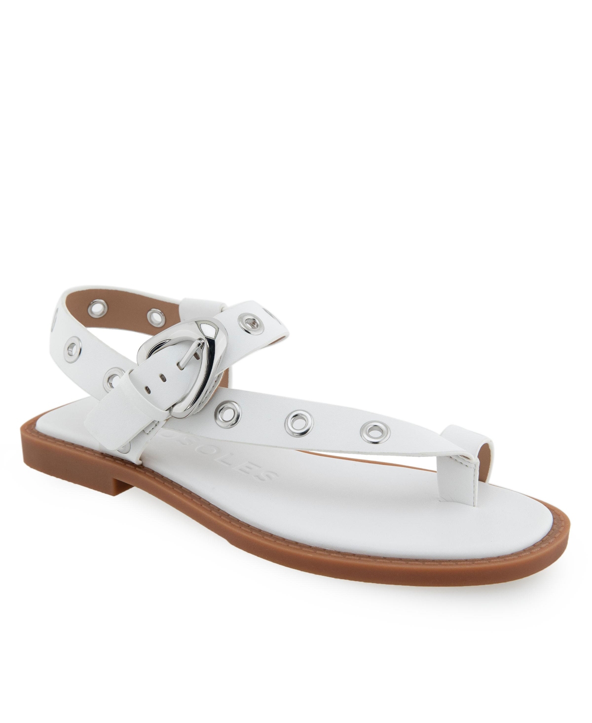 Shop Aerosoles Women's Cedar Embellished Sandals In White Polyurethane