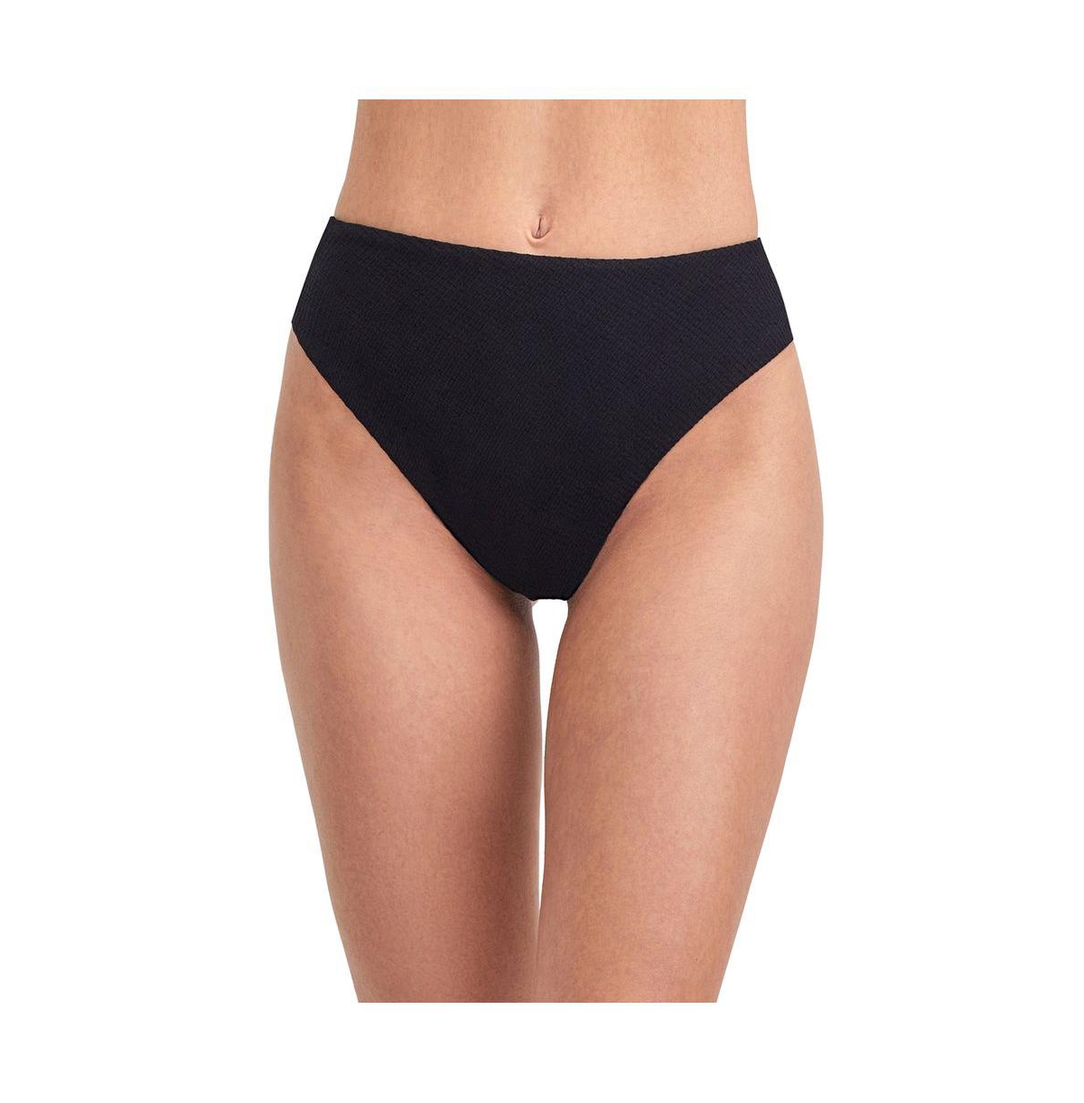 Women's Solid Textured high leg high waist swim bottom - Teal