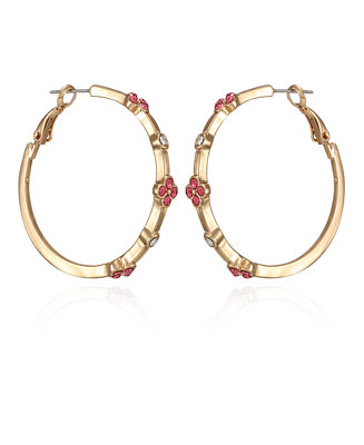 T Tahari Gold-Tone Glass Stone Hoop Earrings - Macy's