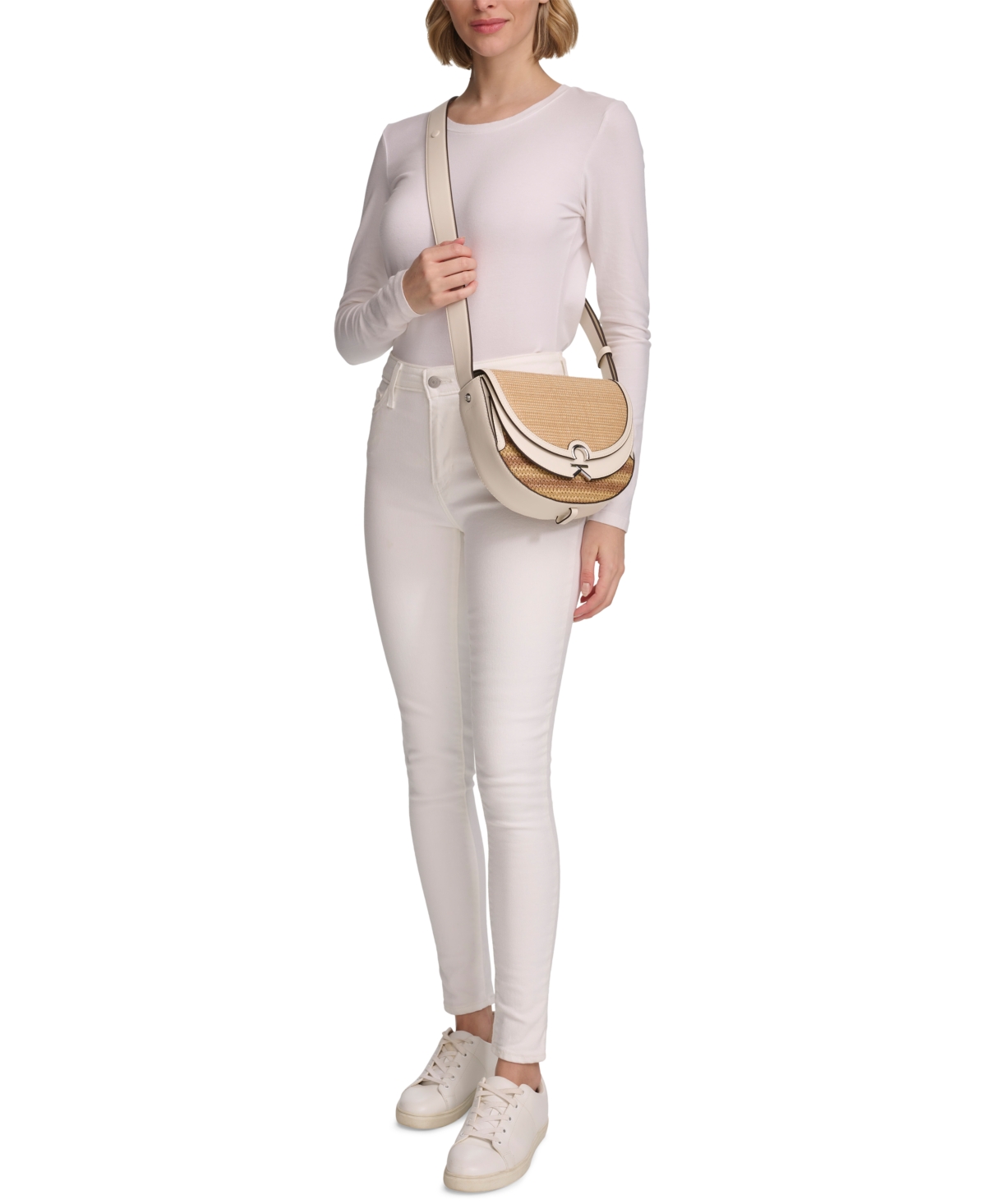 Shop Calvin Klein Crisell Saddle Bag In White Natural