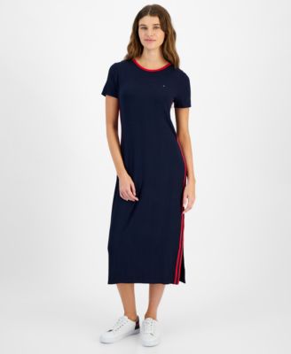 Tommy Hilfiger - Women's Contrast-Stripe Ribbed Knit Midi Dress