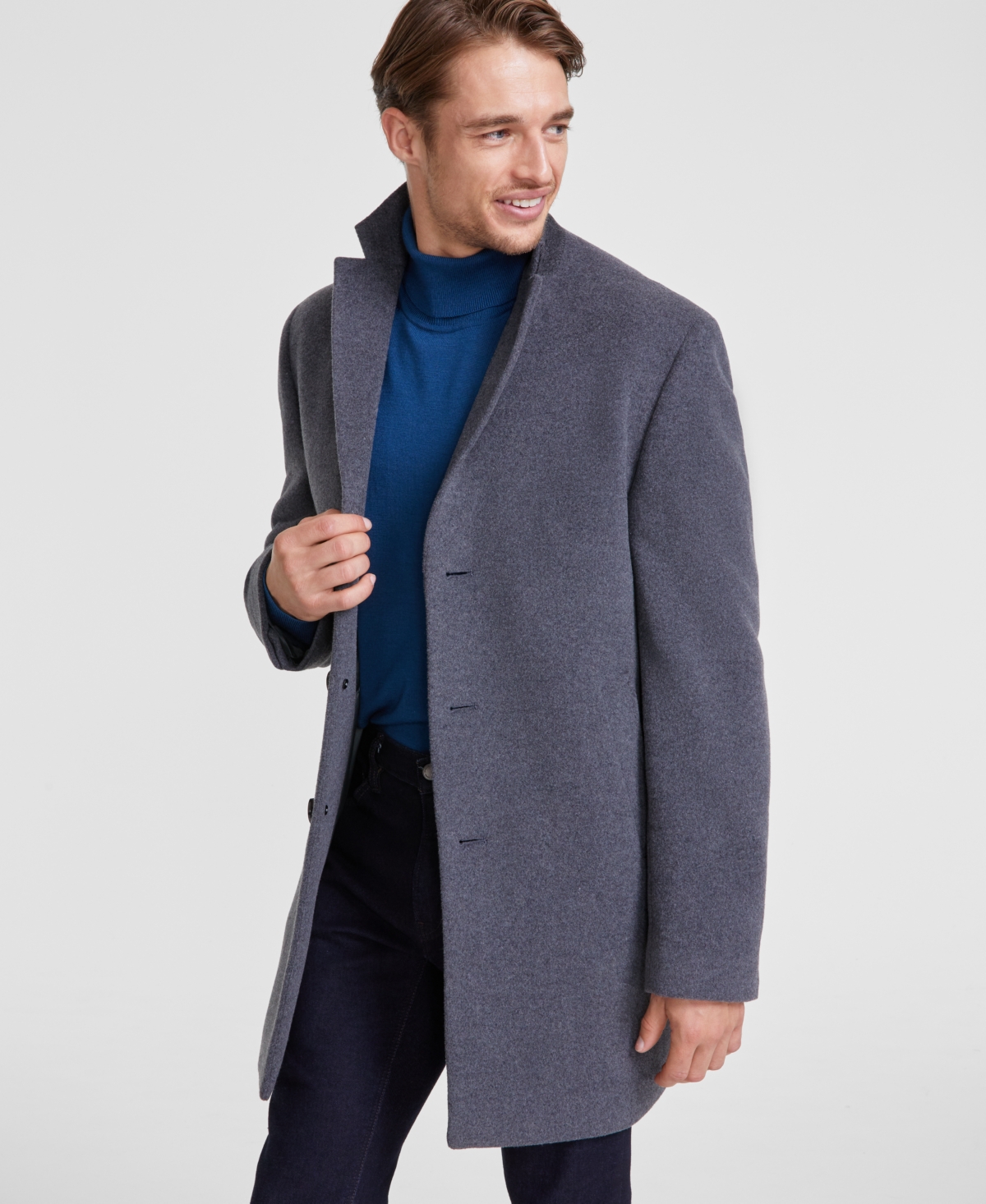 Calvin klein men's slim fit wool blend overcoat jacket best sale