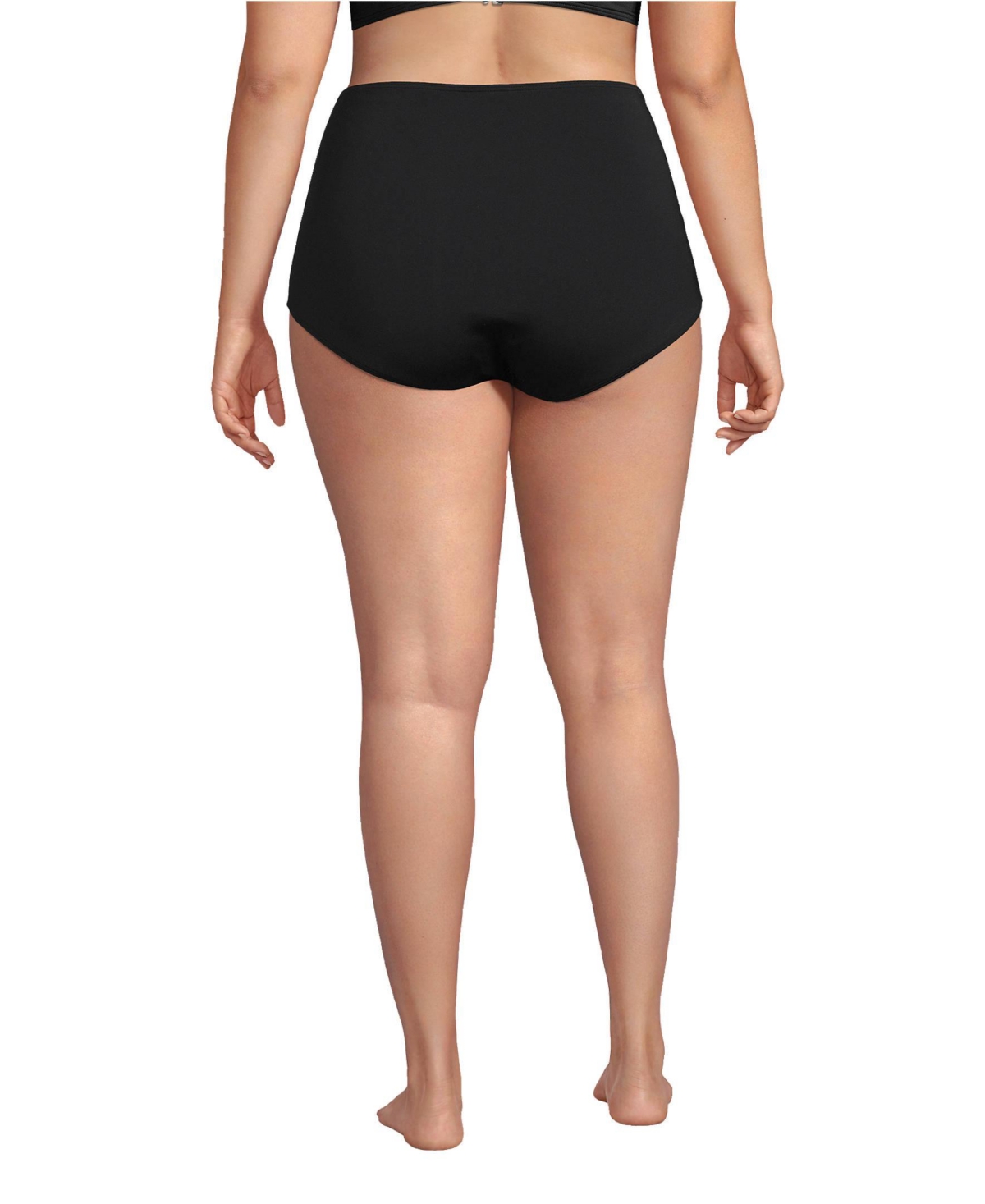 Lands' End Plus Size Tummy Control Tugless High Waisted Bikini Swim Bottoms