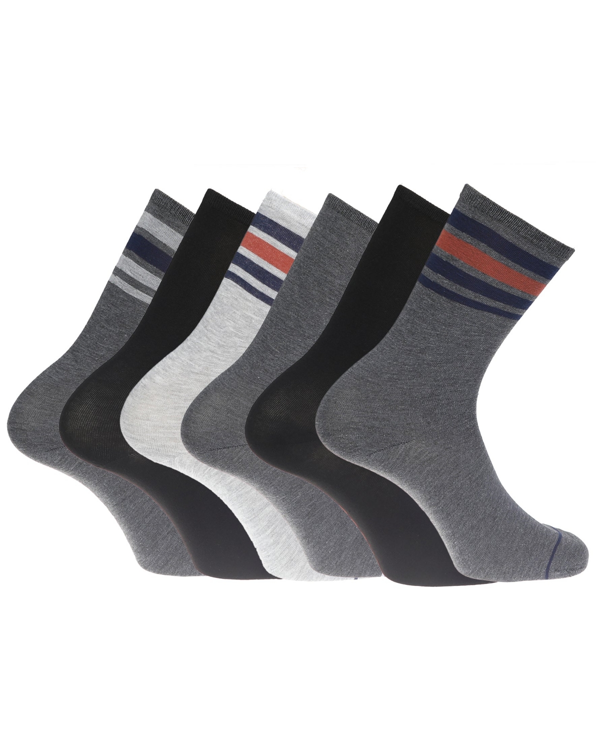Men's Performance Socks - 6-Pairs Cushioned Athletic & Dress Crew Socks for Men - Black/grey multi