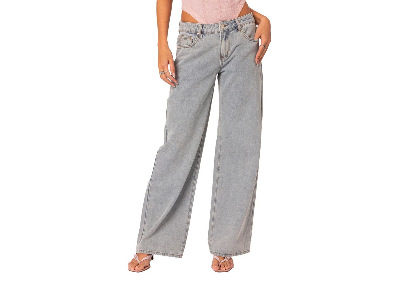 Женские джинсы Edikted Bow pocket relaxed, цвет: Светлый синий — фото 3