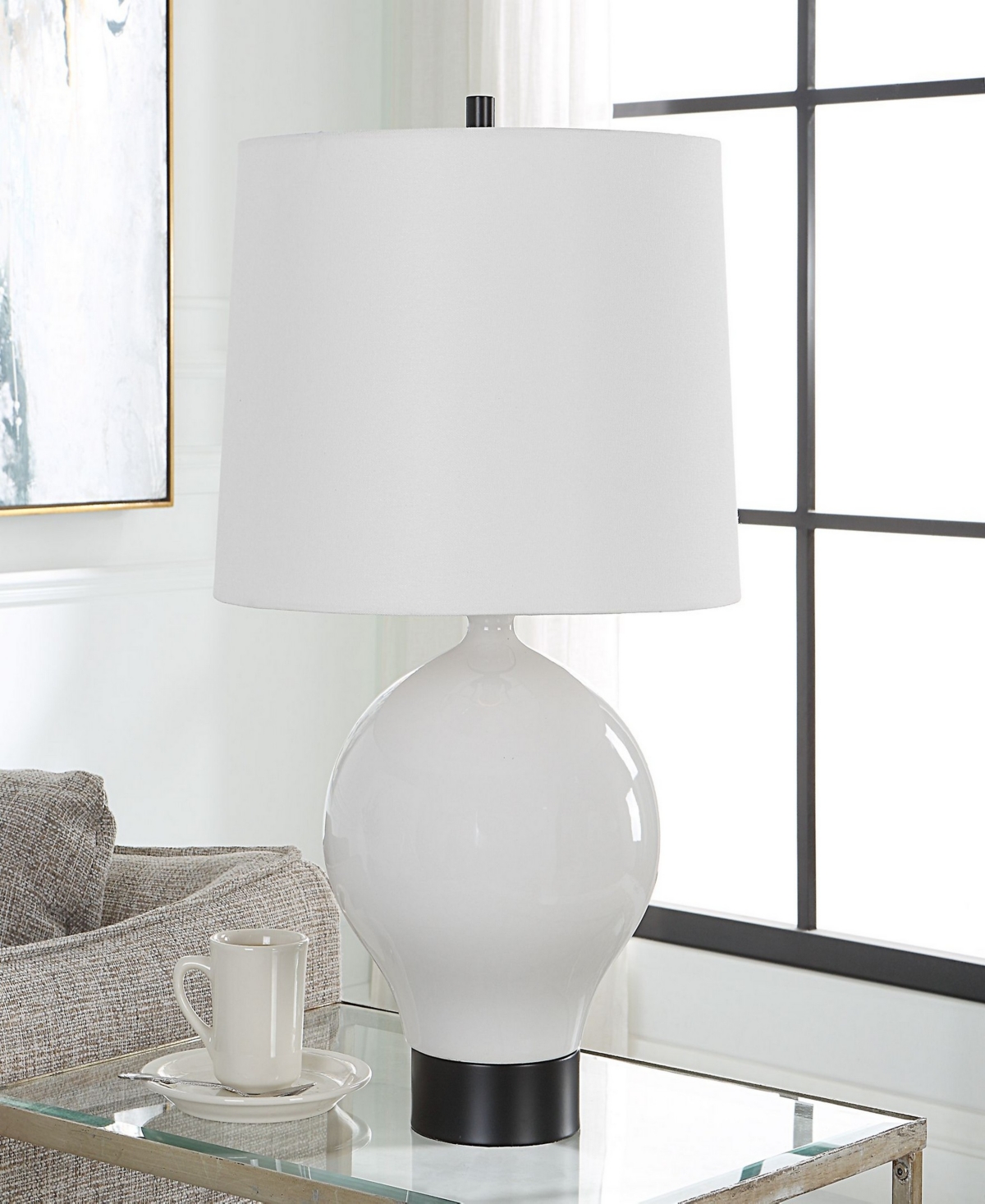 Uttermost 26" Collar Table Lamp In White