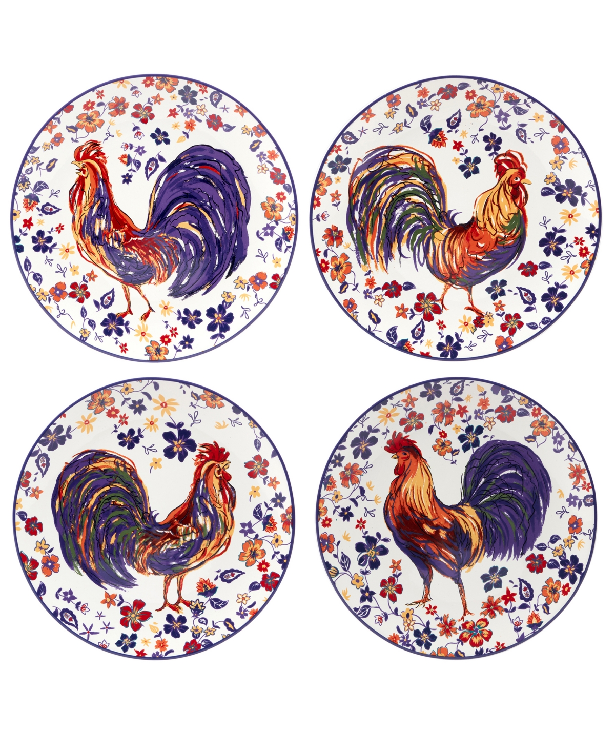 Morning Rooster Set of 4 Dinner Plates - Miscellaneous