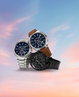 Men's Jackson Saddle Leather Strap Watch 45mm