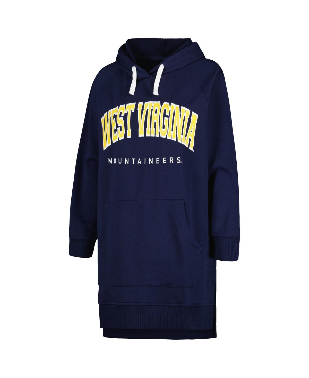 Shop Gameday Couture Women's  Navy West Virginia Mountaineers Take A Knee Raglan Hooded Sweatshirt Dress