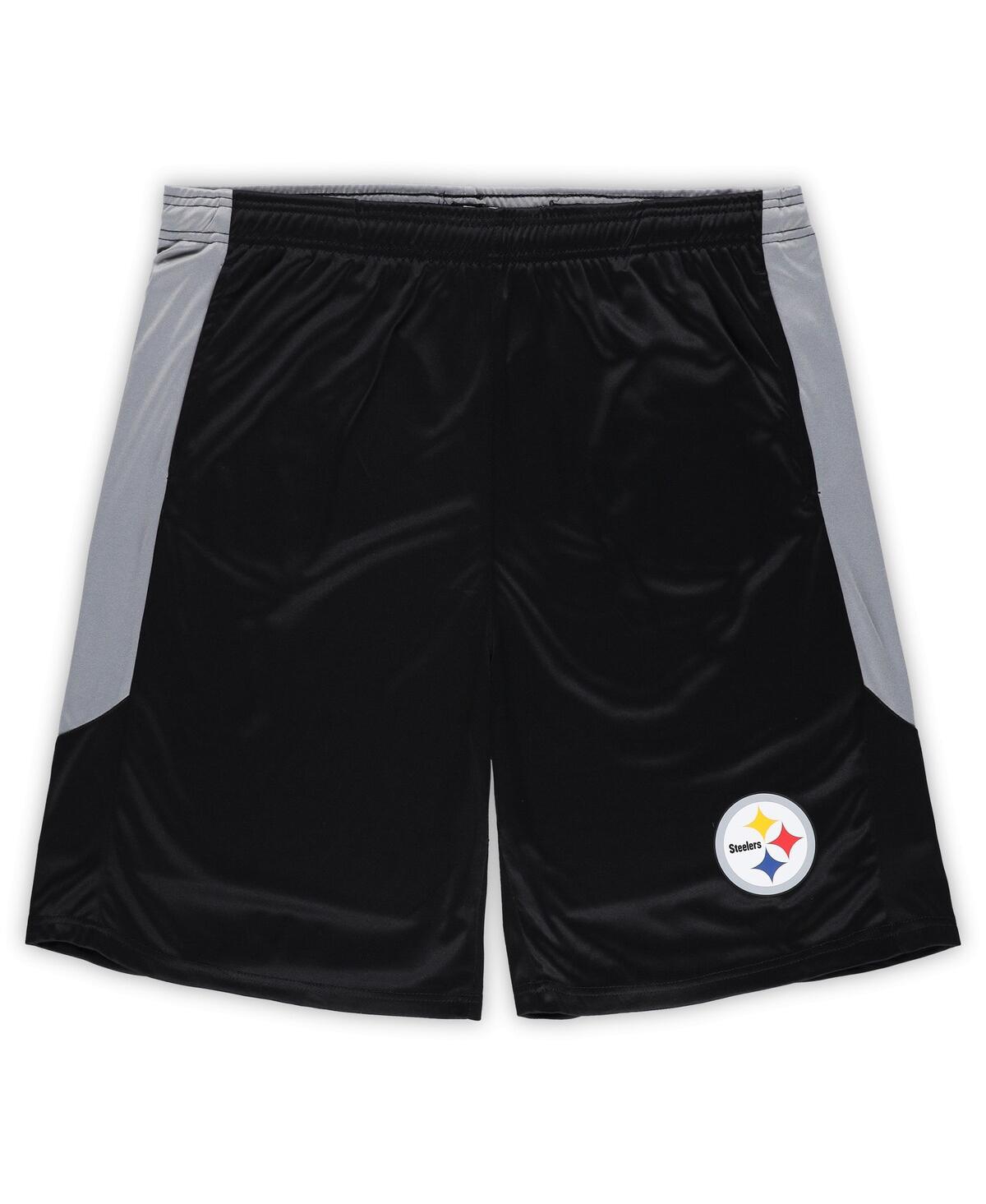 Shop Fanatics Men's  Black Pittsburgh Steelers Big And Tall Team Logo Shorts