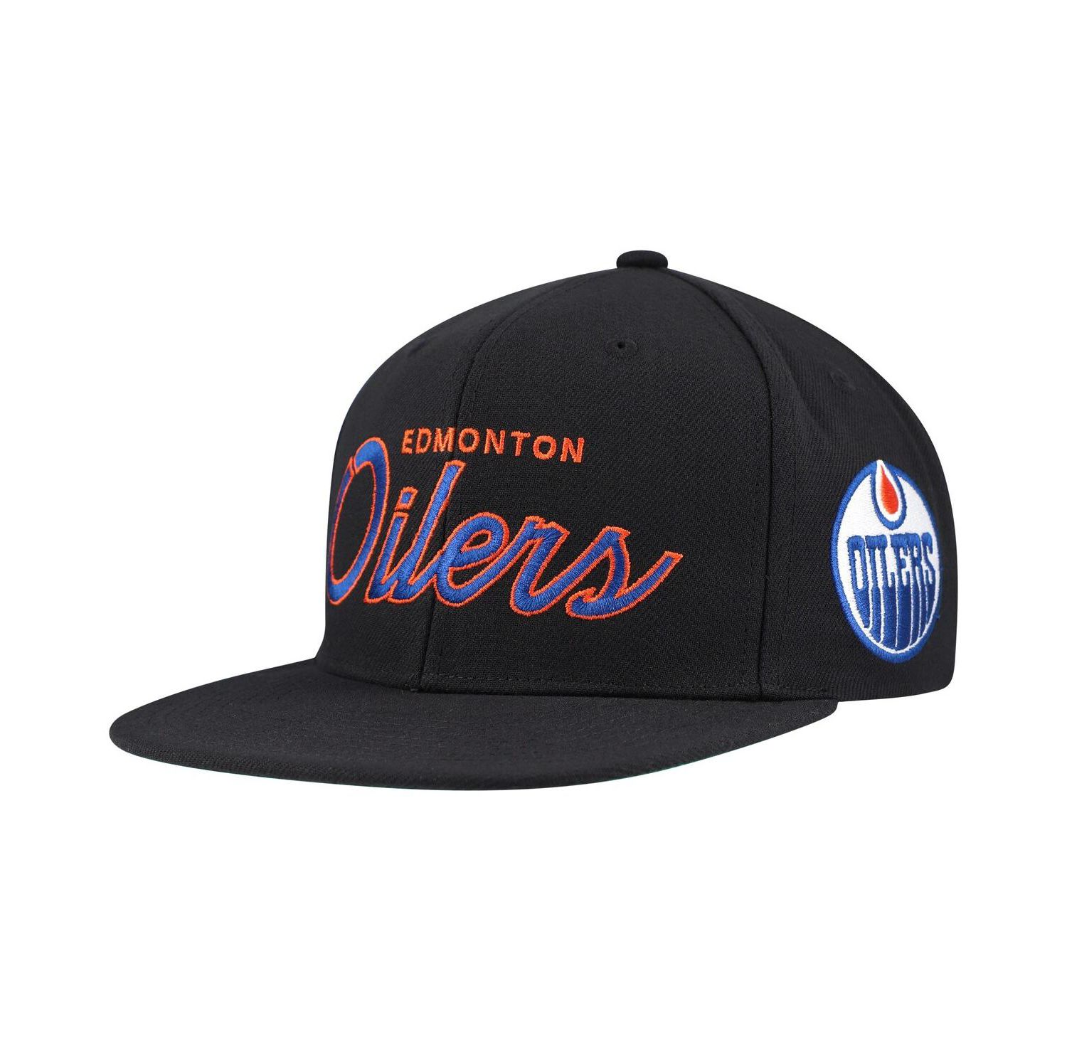 Men's Black Edmonton Oilers Core Team Script 2.0 Snapback Hat