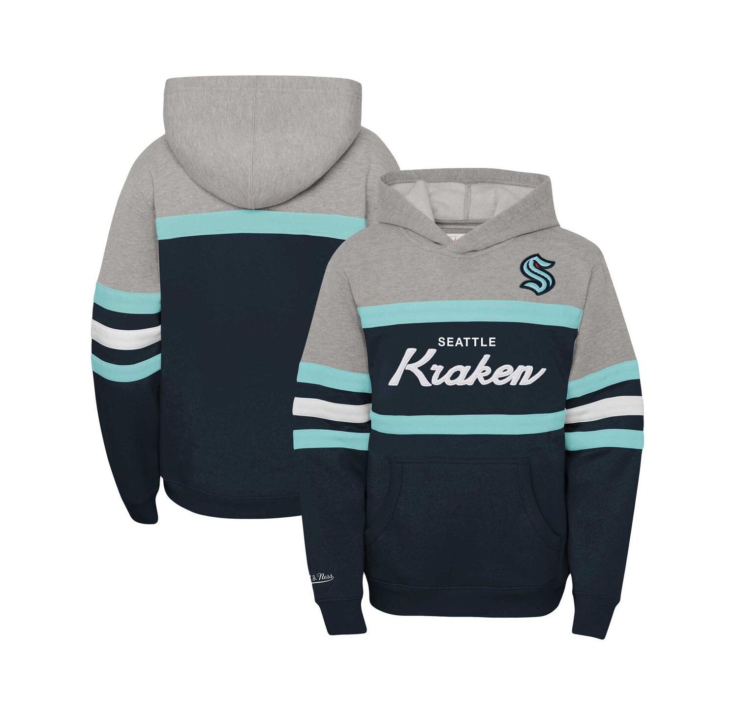 Big Boys Sea Blue Seattle Kraken Head Coach Pullover Hoodie