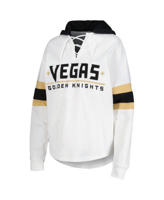 Women's White, Black Vegas Golden Knights Goal Zone Long Sleeve Lace-Up Hoodie T-shirt