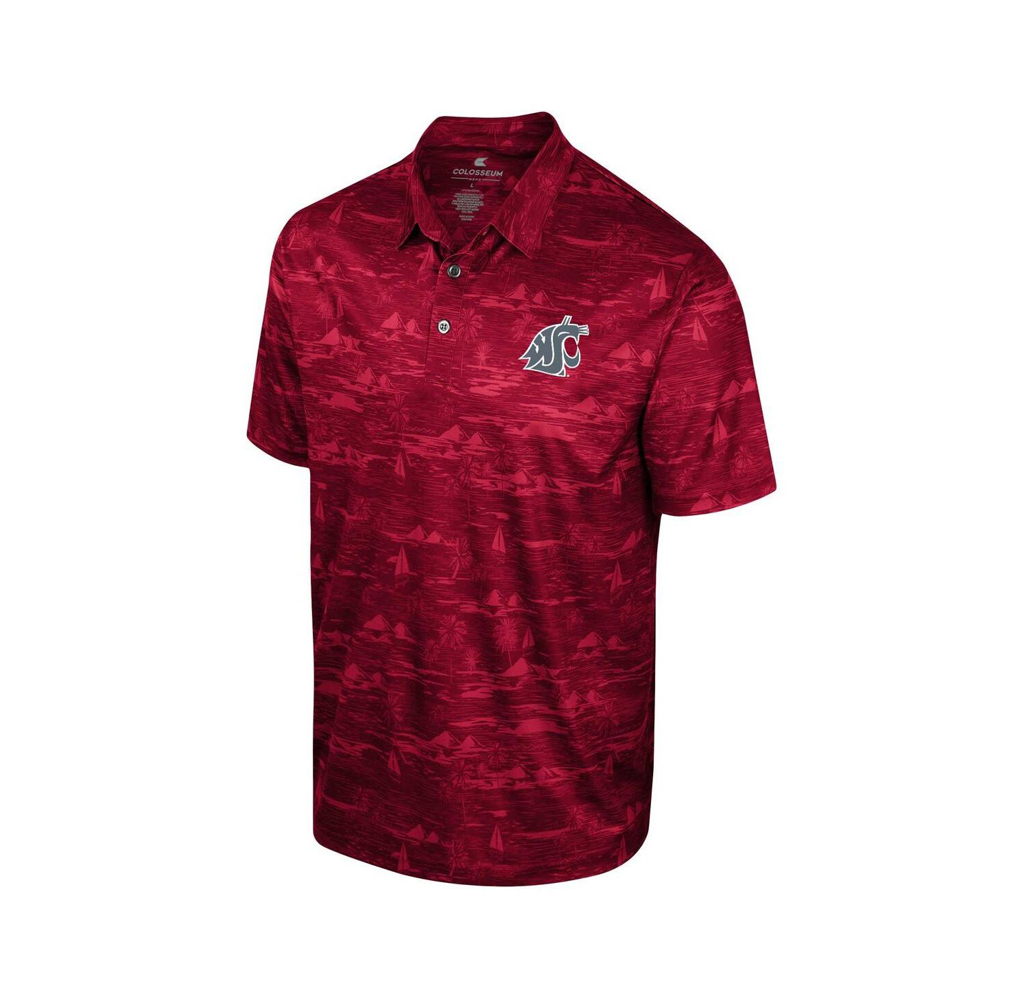 Men's Crimson Washington State Cougars Daly Print Polo Shirt