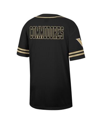 Men's Black Vanderbilt Commodores Free Spirited Mesh Button-Up Baseball Jersey