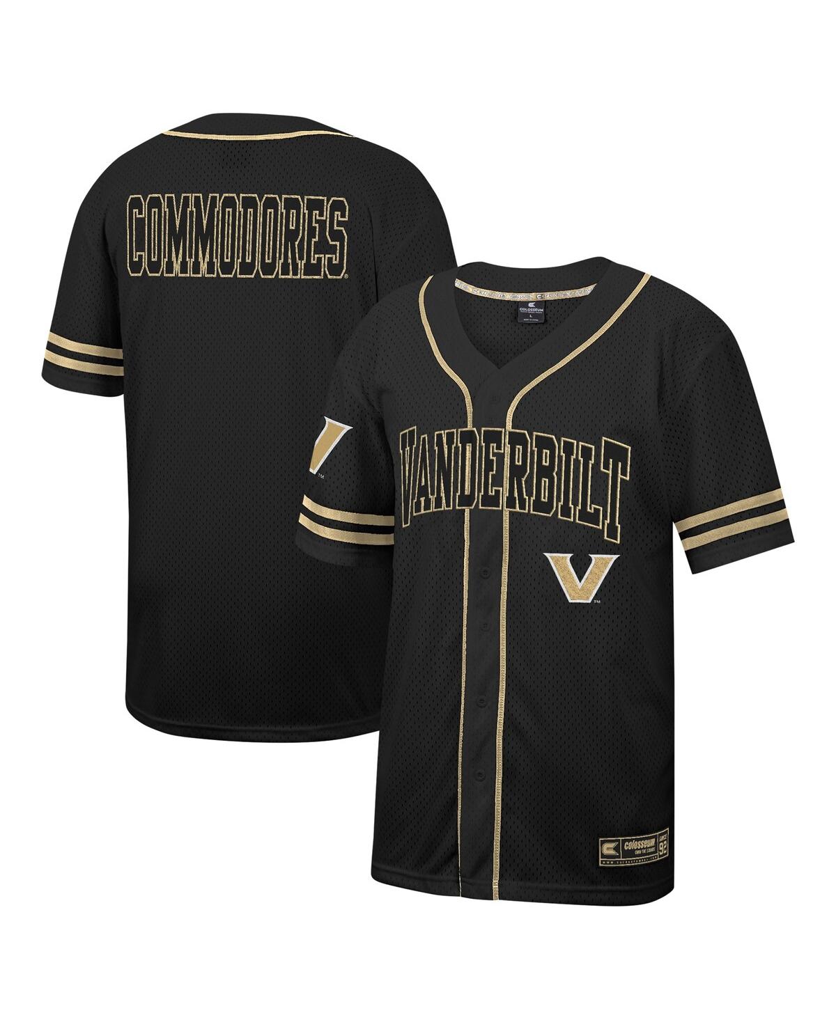 Men's Colosseum Black Vanderbilt Commodores Free Spirited Mesh Button-Up Baseball Jersey - Black