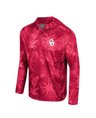 Men's Crimson Oklahoma Sooners Palms Printed Lightweight Quarter-Zip Hooded Top