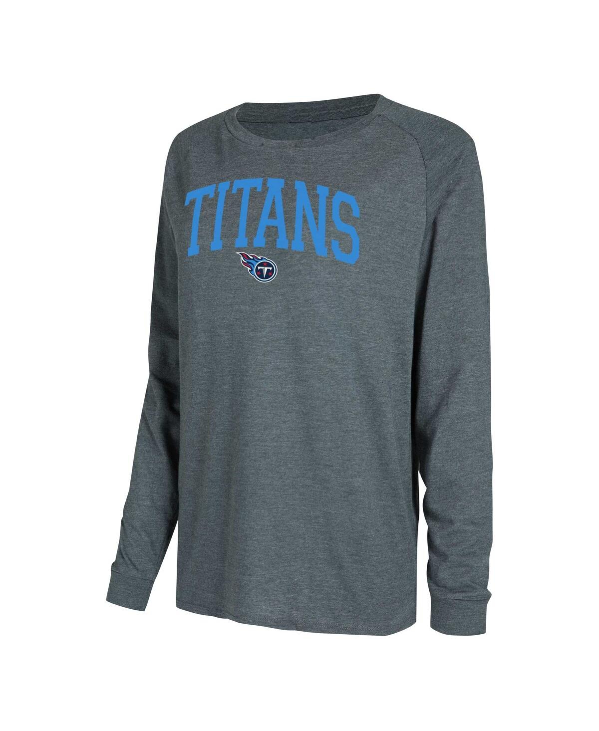 Shop Concepts Sport Women's  Navy, Charcoal Tennessee Titans Raglan Long Sleeve T-shirt And Shorts Lounge  In Navy,charcoal