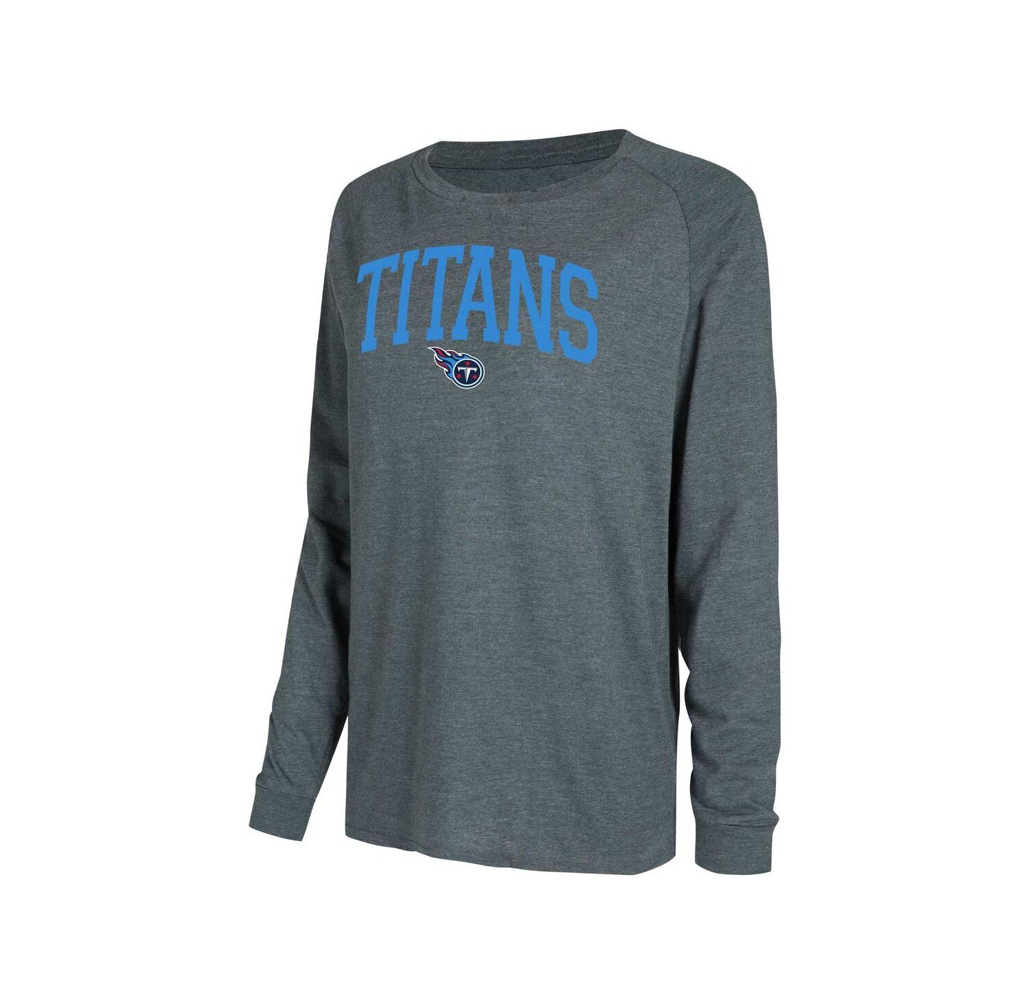 Women's Navy, Charcoal Tennessee Titans Raglan Long Sleeve T-shirt and Shorts Lounge Set