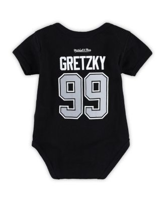 Baby Boys and Girls Wayne Gretzky Black Los Angeles Kings Captain Patch Name and Number Bodysuit
