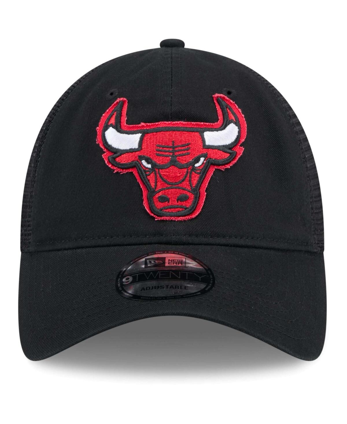 Men's New EraChicago Bulls Rough Edge Logo Trucker 9TWENTY Adjustable Hat - Black