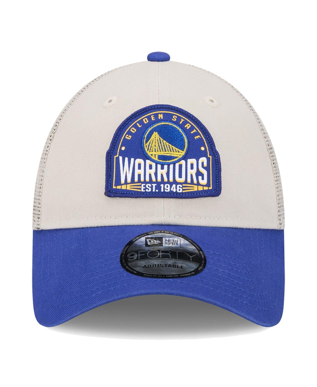Men's New Era Royal Golden State Warriors Throwback Patch Trucker 9FORTY Adjustable Hat - Royal