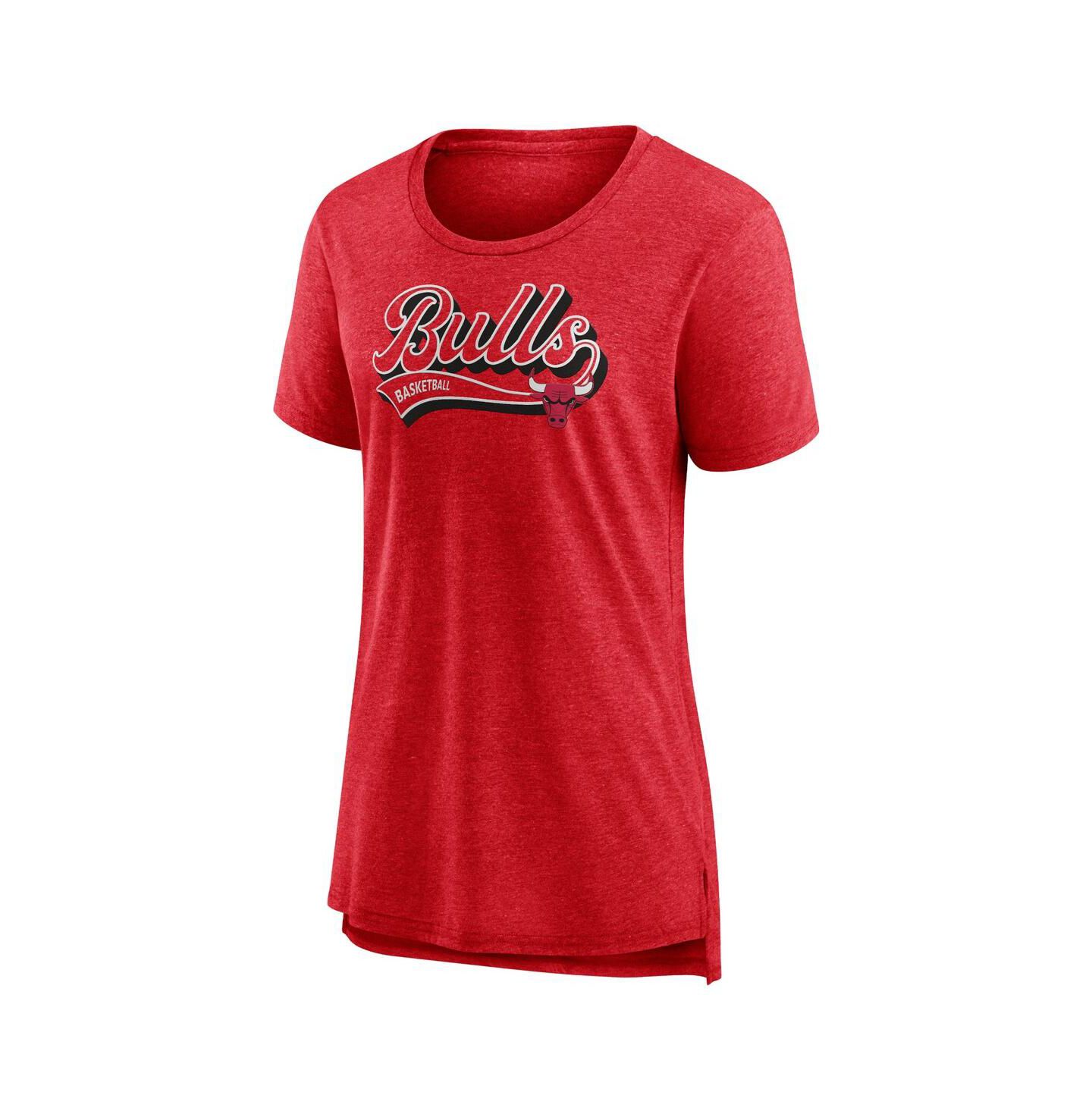 Женская футболка Fanatics Heather Red Chicago Bulls League Leader Tri-Blend — фото 2