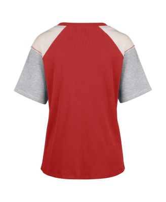 Women's Red Georgia Bulldogs Underline Harvey Colorblock Raglan Henley T-shirt