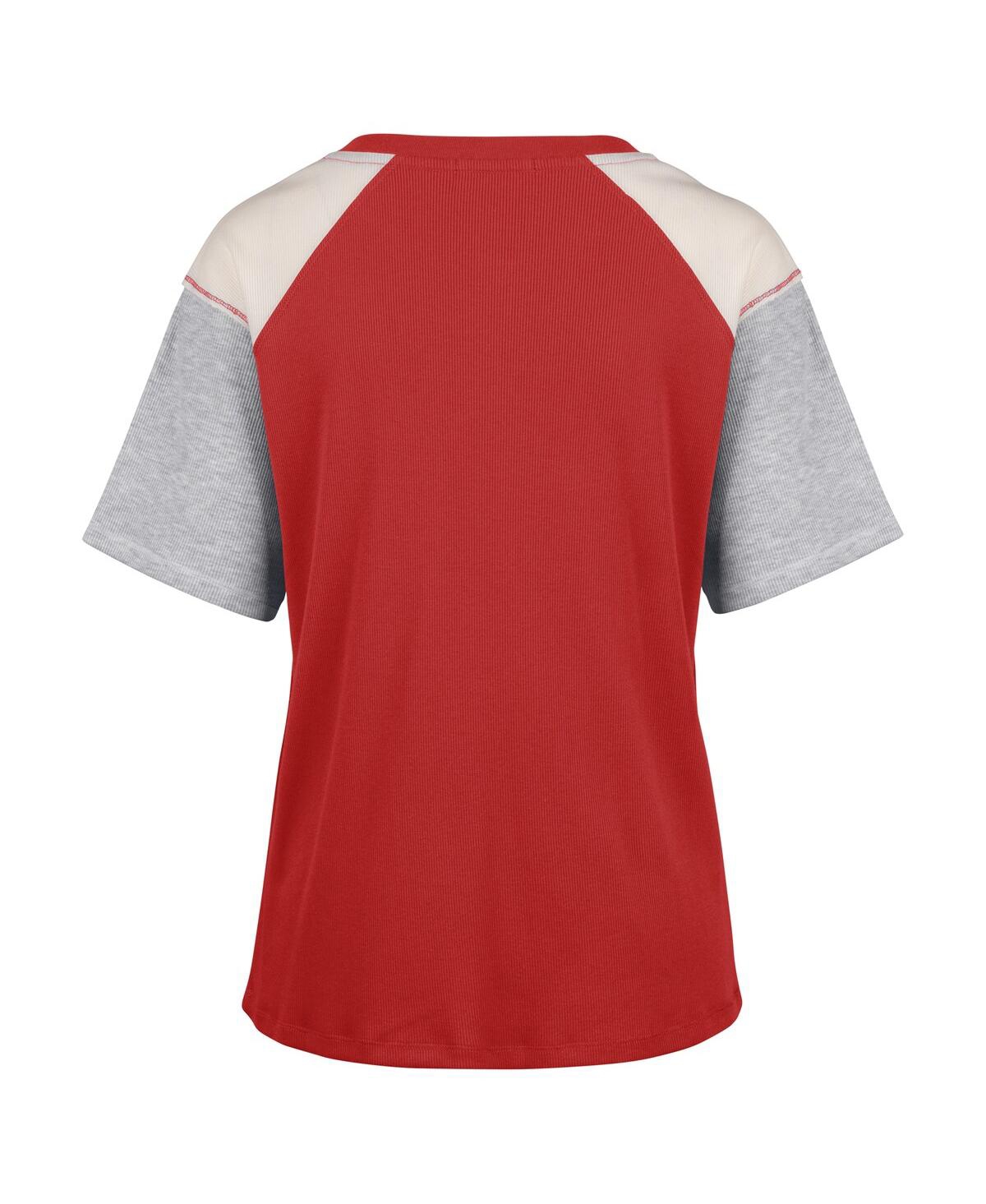 Shop 47 Brand Women's ' Red Georgia Bulldogs Underline Harvey Colorblock Raglan Henley T-shirt