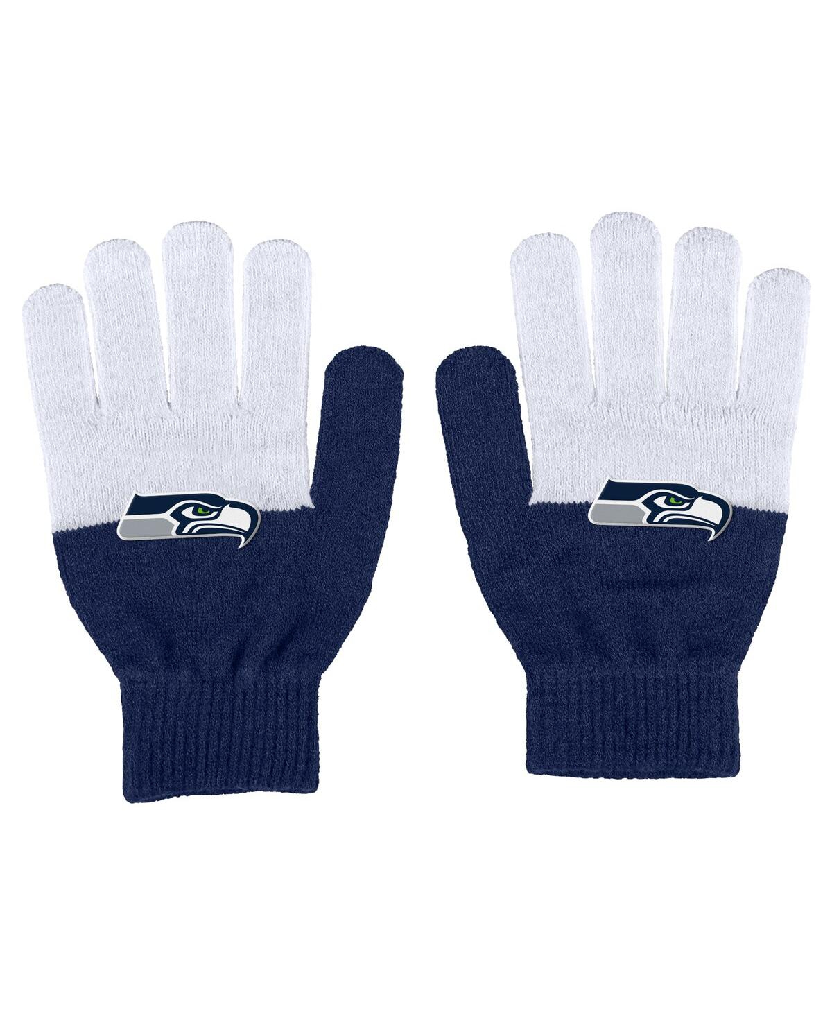 Wear By Erin Andrews Women's  Seattle Seahawks Color-block Gloves In White,navy
