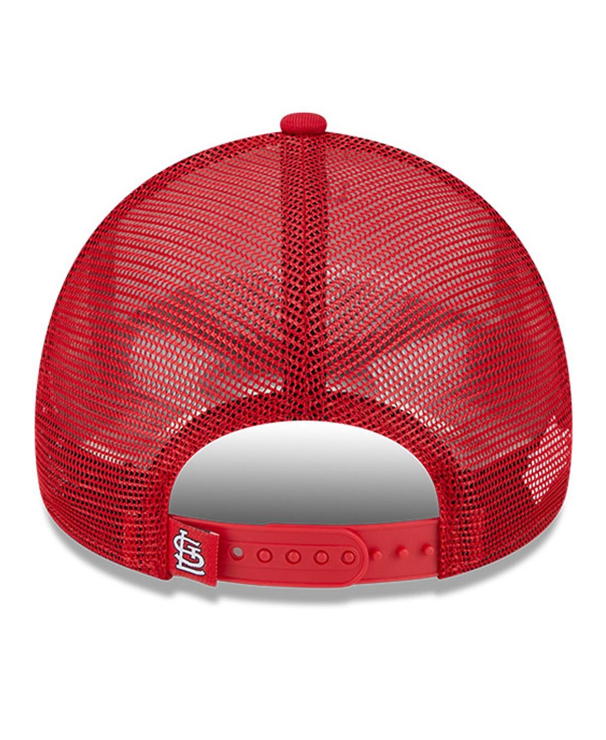 New Era Men's  White, Red St. Louis Cardinals Stacked A-frame Trucker 9forty Adjustable Hat In White,red