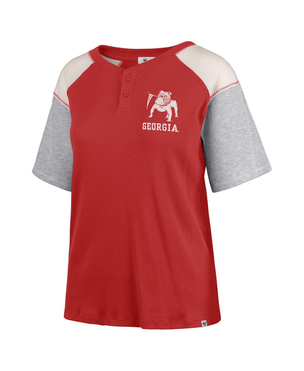 Shop 47 Brand Women's ' Red Georgia Bulldogs Underline Harvey Colorblock Raglan Henley T-shirt